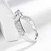 Horse Eye Brass Micro Pave Cubic Zirconia Finger Rings FS-WG116FD-01-3
