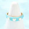Brass Enamel Cuff Open Rings RJEW-P190-01G-02-1