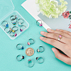 16Pcs 8 Colors Half Round K9 Glass Adjustable Ring RJEW-DC0001-13-3