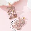 Number 2026 Acrylic Dangle Stud Earrings FS-WG44A54-01-4