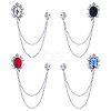 Gorgecraft 4Pcs 4 Colors Glass Oval Hanging Chain Brooches JEWB-GF0001-37-1