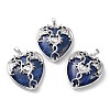 Natural Lapis Lazuli Heart Pendant Rhinestone Settings G-K339-01P-02-1