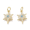 Brass Micro Pave Clear Cubic Zirconia Charms X-ZIRC-Q024-02G-2