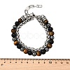 Natural Tiger Eye & Obsidian & Hematite Round Beads Multi-strand Bracelets BJEW-D330-02P-09-5