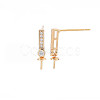 Brass Micro Pave Clear Cubic Zirconia Stud Earring Findings KK-S364-049-3