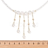 Round Natural Quartz Crystal & Glass Graduated Beaded Tassel Necklaces with Brass Cable Chains for Women NJEW-TA00236-3