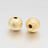 Real 18K Gold Plated Brass Textured Round Beads X-KK-L147-191-4mm-NR-2
