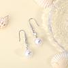 Pearl Earrings with Cubic Zirconia White Freshwater Shell Pearl Dangle Hook Earrings Stud Round Ball Drop Hoop Earrings Brass Jewelry Gift for Women JE1097A-3