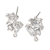Brass with Clear Cubic Zirconia Stud Earring Findings KK-G499-06P-1