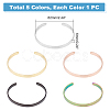 5Pcs 5 Colors Stainless Steel Open Cuff Bangles BJEW-UN0001-29-3
