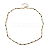 6 Solid Colors Glass Beaded Necklaces NJEW-JN04900-3
