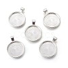 Flat Round Alloy Pendant Cabochon Settings PALLOY-A15654-S-1