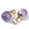 Top Golden Plated Natural Amethyst Pendants X-G-T131-03H-3