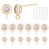 BENECREAT 12Pcs 2 Size Brass Micro Pave Cubic Zirconia Flat Round Stud Earring Finding KK-BC0011-51-1