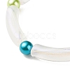 Acrylic Curved Tube & Round Chunky Stretch Bracelet for Women BJEW-JB08282-5