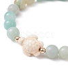 Natural Flower Amazonite Beaded Stretch Bracelet BJEW-JB09764-01-3