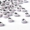 Mixed Letters White Acrylic Horizontal Hole Letter Beads X-PL37C9070-2