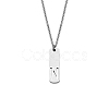 304 Stainless Steel Rectangle with Laser Cut Initial Pendant Necklaces FS-WG71FEF-18-1