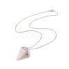 Natural Rose Quartz Geometric Pendant Necklace NJEW-JN04239-01-1