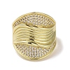 Brass Micro Pave Cubic Zirconia Open Cuff Ring RJEW-K256-48G-2