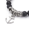 Natural Lava Rock Charm Bracelets BJEW-JB03403-01-2