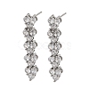 Flat Round Brass Micro Pave Clear Cubic Zirconia Stud Earrings EJEW-H180-12P-4