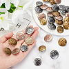 36Pcs 6 Styles 1-Hole Zinc Alloy Shank Buttons BUTT-OC0001-38-3