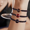 Synthetic Blue Goldstone Donut Braided Bead Bracelet BJEW-SW00047-12-3