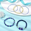 5Pcs 5 Style Natural Lapis Lazuli & Lampwork Evil Eye & Seed Beaded Stretch Bracelets Set BJEW-JB09616-01-2