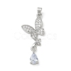 Brass Micro Pave Clear Cubic Zirconia Pendants KK-A299-10P-1