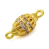 Brass Micro Pave Clear Cubic Zirconia Hollow Oval Connector Charms KK-A230-05A-G-2