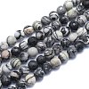 Natural Black Silk Stone/Netstone Beads Strands G-K310-A09-8mm-1