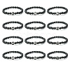12Pcs 12 Style Twelve Constellations 304 Stainless Steel & Natural Lava Rock Beaded Stretch Bracelets Set BJEW-JB09463-1