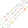 Faceted Cube Glass & ABS Plastic Imitation Pearl Beaded Chains CHS-G026-02KCG-03-1-1