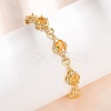 Heart & Oval Brass Micro Pave Cubic Zirconia Link Chain Bracelets for Women BJEW-A163-03G-03-1