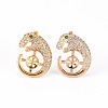 Brass Micro Pave Clear Cubic Zirconia Stud Earrings Findings KK-T062-118G-A-NF-1