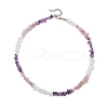 Natural Rose Quartz & Quartz Crystal & Amethyst Chip Beaded Necklaces NJEW-JN05099-04-4