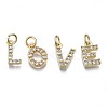 Brass Micro Pave Clear Cubic Zirconia Charms KK-N241-001-NR-3