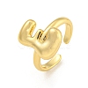 Brass Letter Open Cuff Rings for Women RJEW-G313-01E-G-1