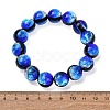 14MM Luminous Handmade Foil Glass Round Beaded Stretch Bracelets LA-CBA41F9-01B-5