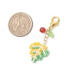 Maple Leaf Acrylic & Glass Seed & Natural Carnelian Beads Pendant Decorations HJEW-MZ00347-03-3