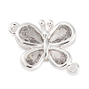 Brass Pave Clear Cubic Zirconia Connector Charms KK-Z066-09S-1