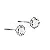 Rhodium Plated Diamond Shape 999 Fine Silver Cubic Zirconia Stud Earrings for Women EJEW-S215-06P-1