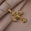 Vintage 304 Stainless Steel with Clear Glass Hollow Jesus Cross Pendant Necklaces for Women Men JW8660-1