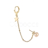 Natural Pearl Brass Crawler Ear Studs Chains EJEW-JE04566-03-1