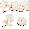 20Pcs 4 Styles Flower Unfinished Wood Display Decorations for DIY Painting Decoration Crafts DJEW-TA0001-38-3