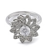 Sunflower Rotatable Open Cuff Rings for Women RJEW-S402-09P-3