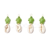12Pcs 12 Styles Natural Cowrie Shell & Dyed Synthetic Turquoise Turtle Copper Wire Wrapped Pendants PALLOY-JF04035-2