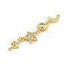 Rack Plating Brass Clear Cubic Zirconia Sun Moon Star Connector Charms KK-G513-40G-2