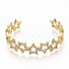 Brass Micro Pave Clear Cubic Zirconia Cuff Bangles BJEW-S142-003-NF-2